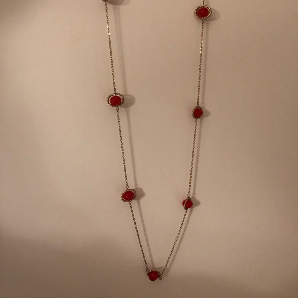 Red and gold pendant necklace from Evereve